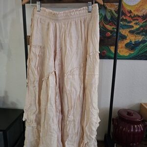 Flowy Cream Maxi Skirt